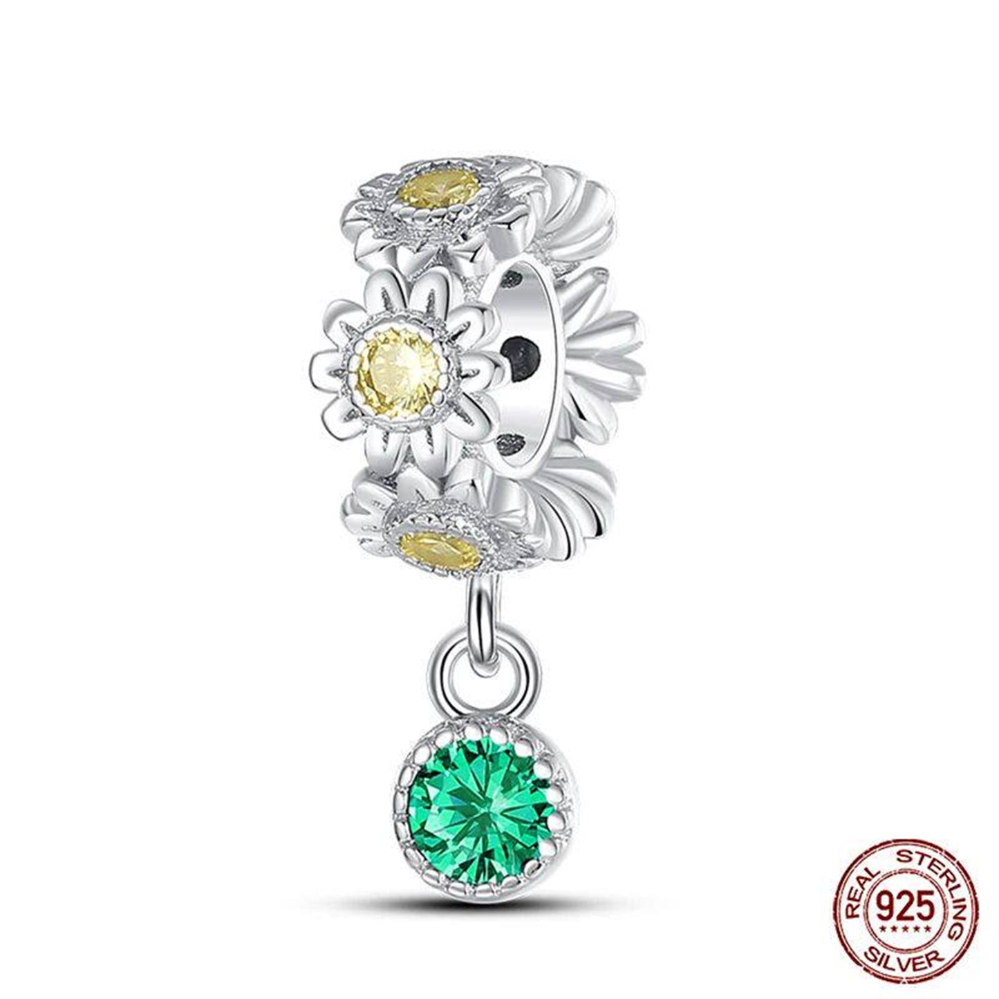 New 925 Sterling Silver Fashion Golden Sunflowers Heart