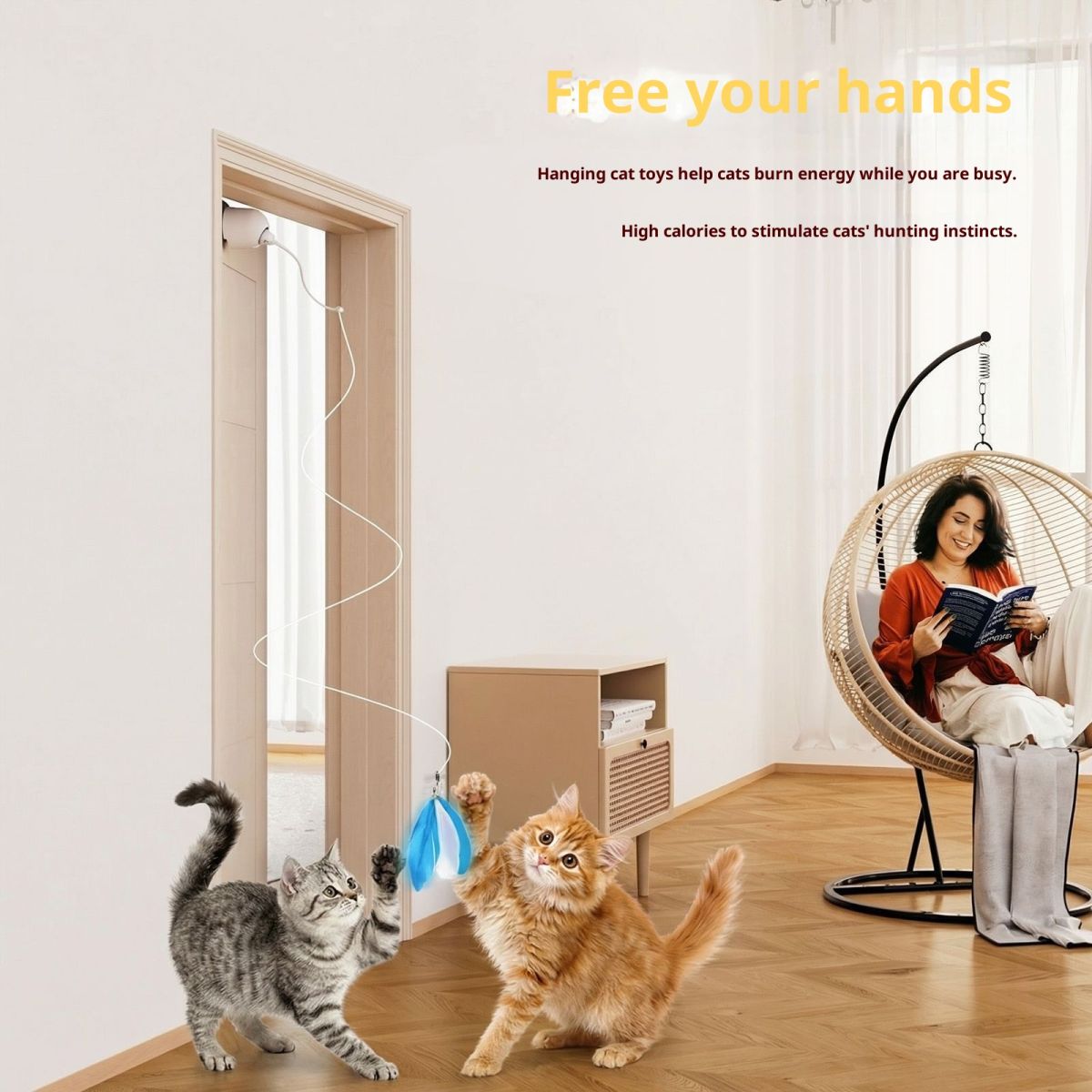 Smart Cat Teaser Stick Interactive Toy Door Hanging With Remote