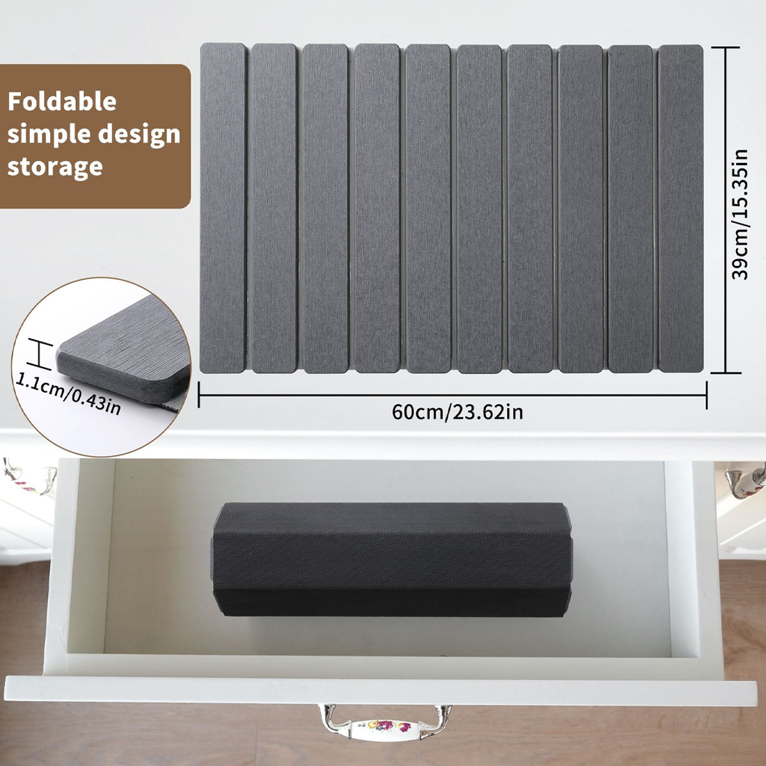 Foldable Diatomite Drying Mat Absorbent Draining Quick Dry Nonslip Pad Kitchen--Dark Gray
