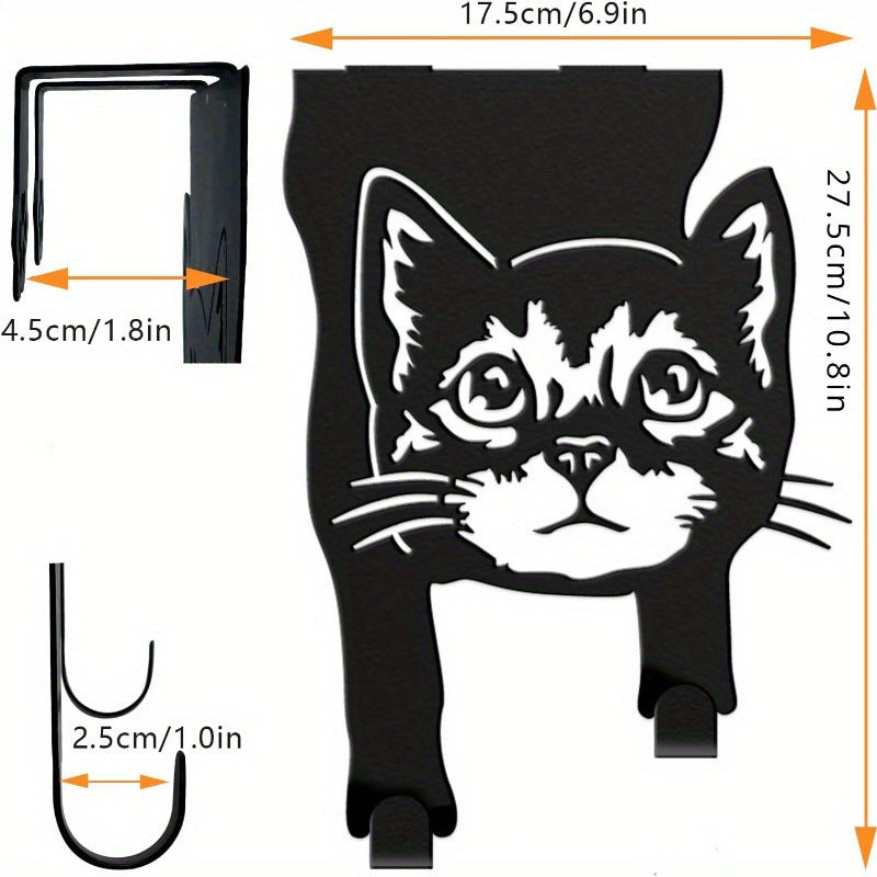 Strong Fantastic Wall Mounted Accessories Iron Decorative Black Cat Punch-free Door Hook