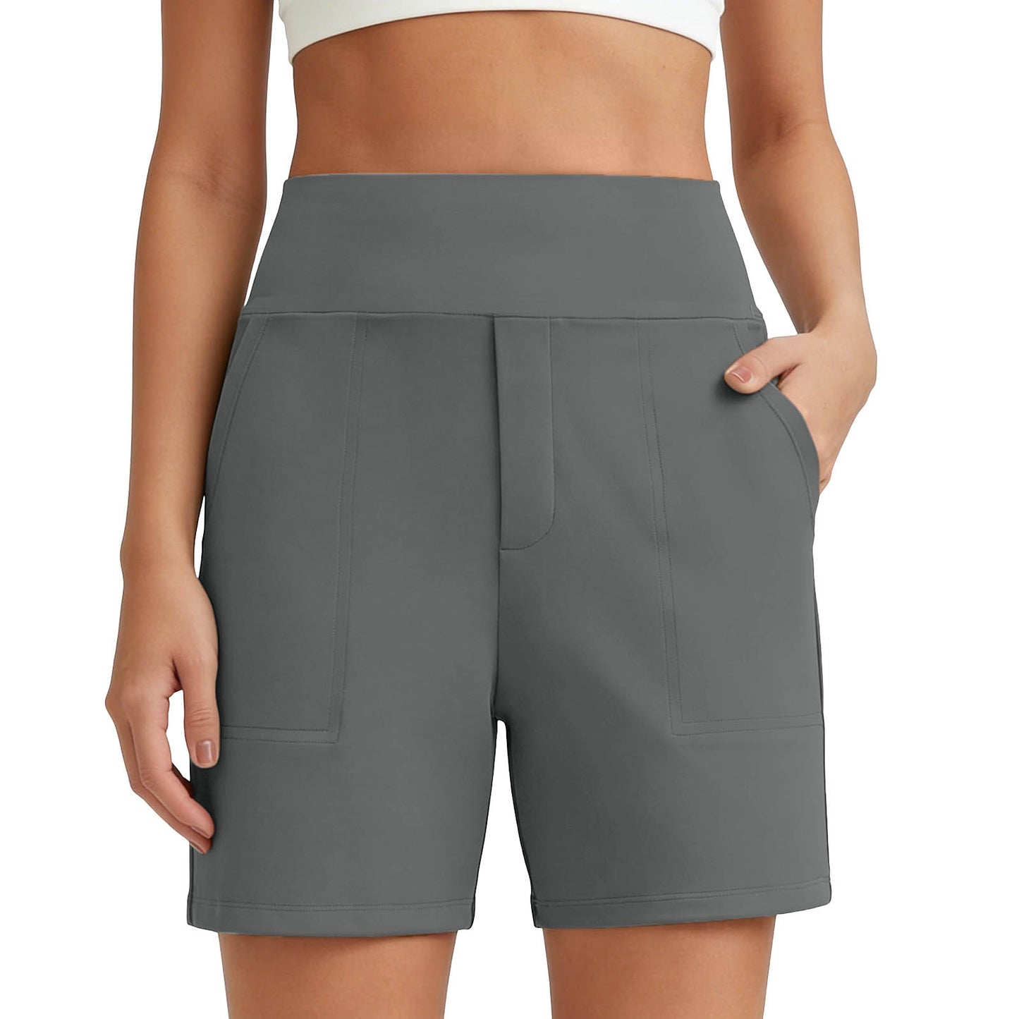 New Womens Solid-color Stretchy Comfortable Fitness Casual Shorts