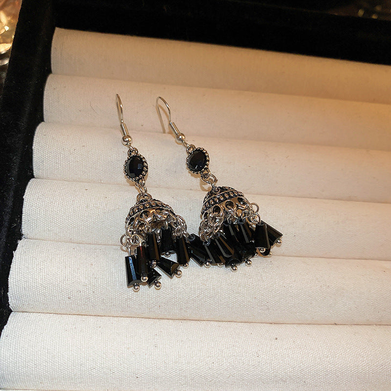 Wholesale Vintage Geometric Earrings - Floral Design With Silver Needle, Light Luxury Retro Style, Premium Women's Jewelry