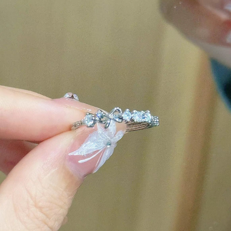 2PC  Sweetheart Bow Rings, Silver Best Friend Matching Rings, Niche Design Birthday Gift For Her