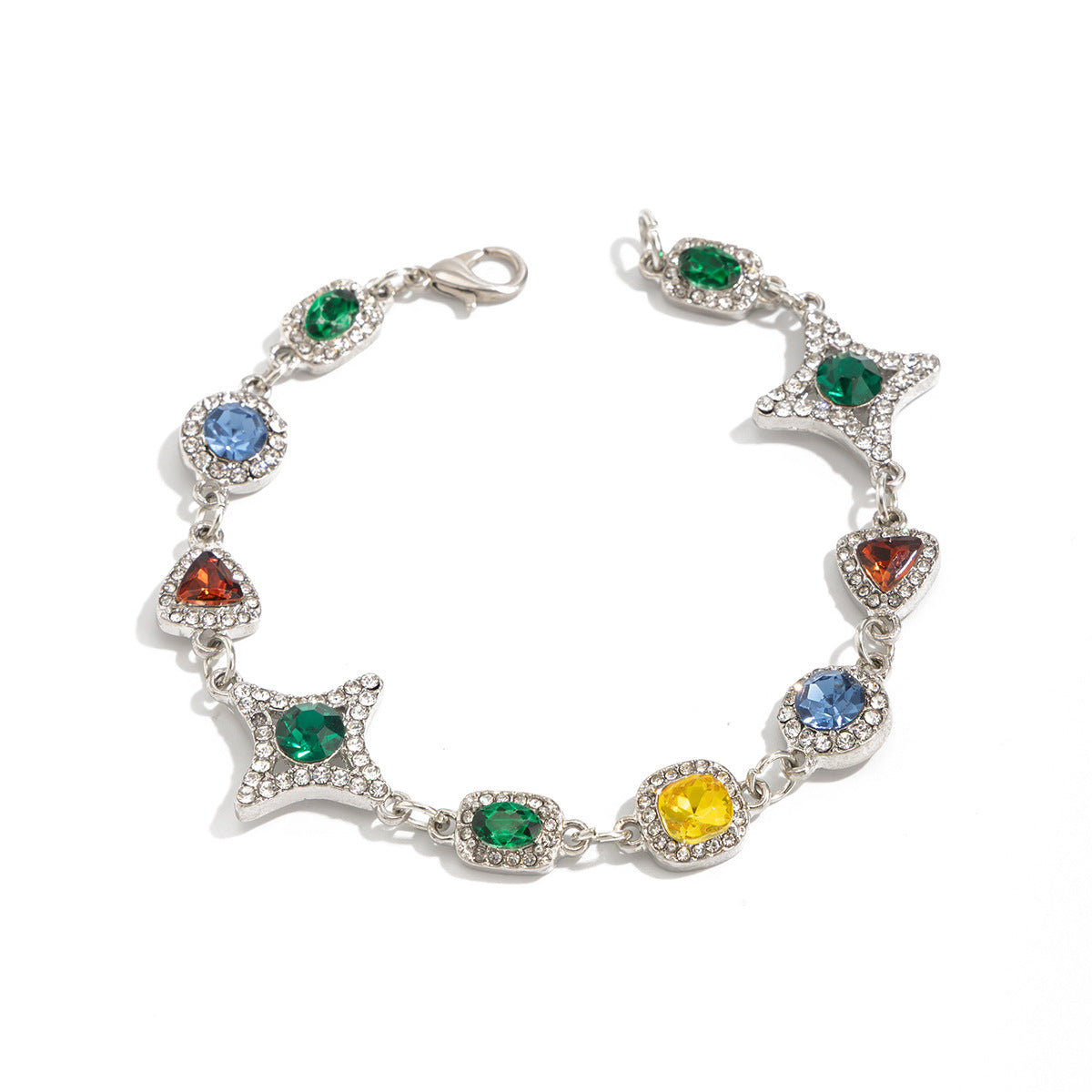 Mens New Colorful Gemstone Cross And Star Set Accessories Necklace