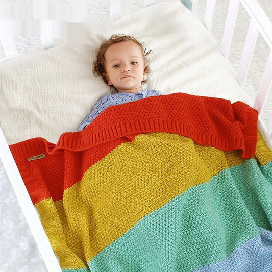 INS Best-selling Knitted Rainbow Swaddle Blanket For Boys And Girls