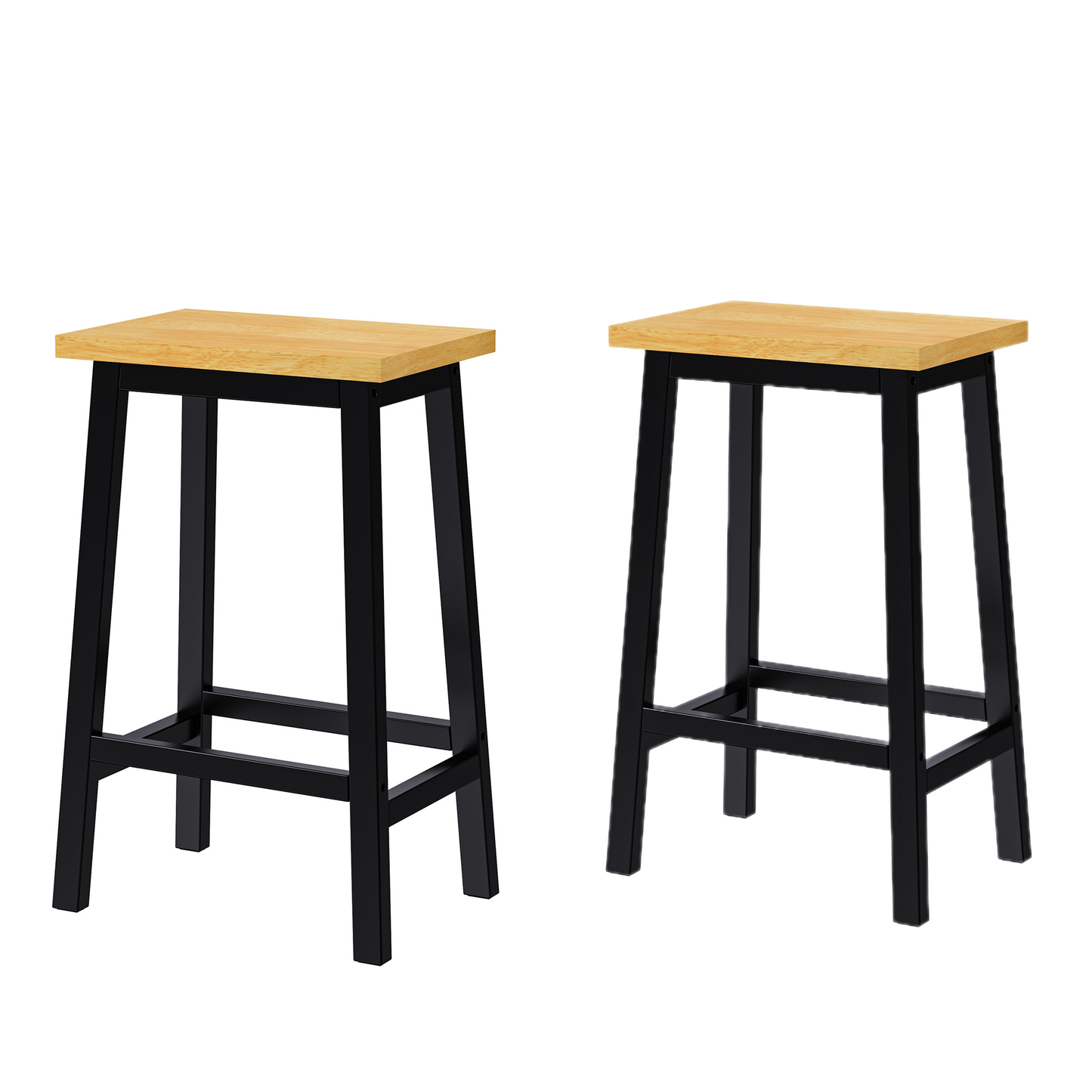 K&K Solid Wood Bar Stools  Not Cheap Iron , 25.6  Tall Set Of 2 Bar Chairs, Kitchen Counter Stools With Footrests, Farmhouse Stools For Dining Room, Kitchen, Counter, Black