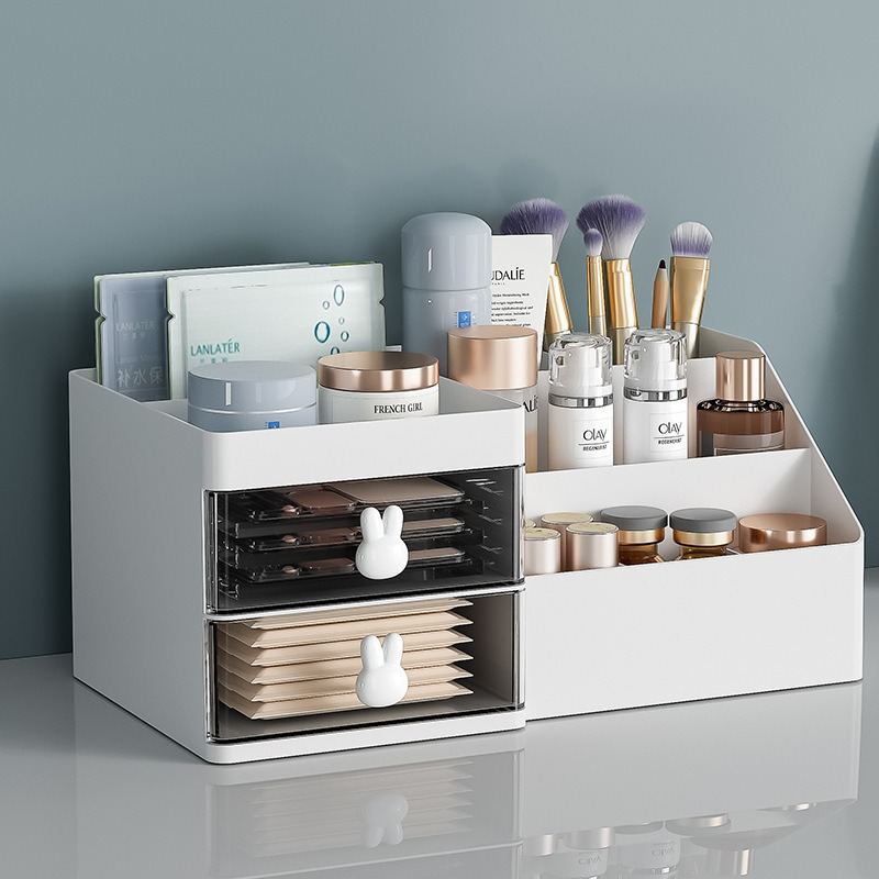 3-Color Drawer Makeup Organizer  Cute Plastic Storage Box For Cosmetics, Jewelry & School Supplies  Space-Saving Desktop Tray