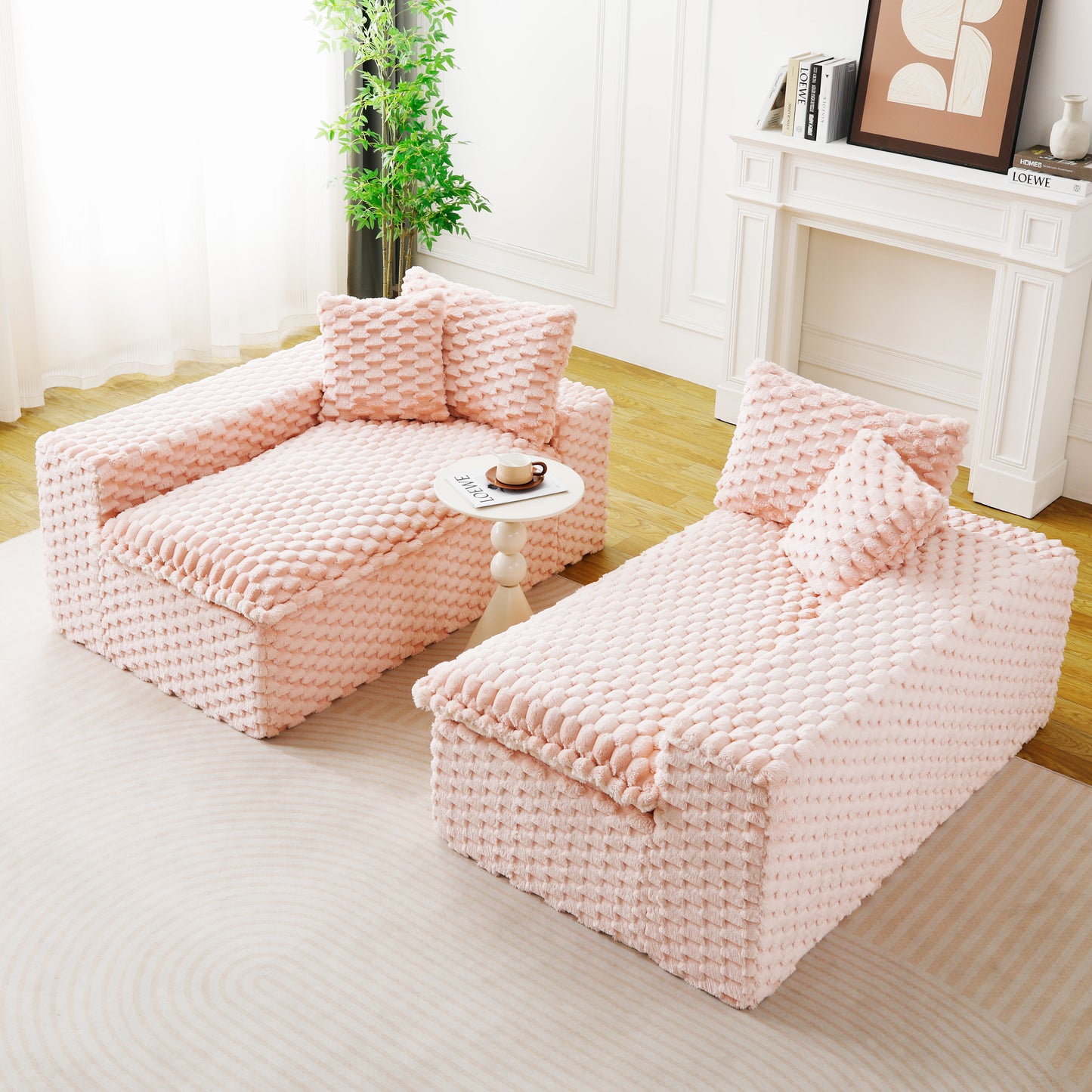 Luxury Pink  Turtle Velvet Multifunctional Sofa - Arrangeable In Single Row, Side-by-Side Or Facing Each Other, Stylish Living Room Furniture For Cozy Home Decor
