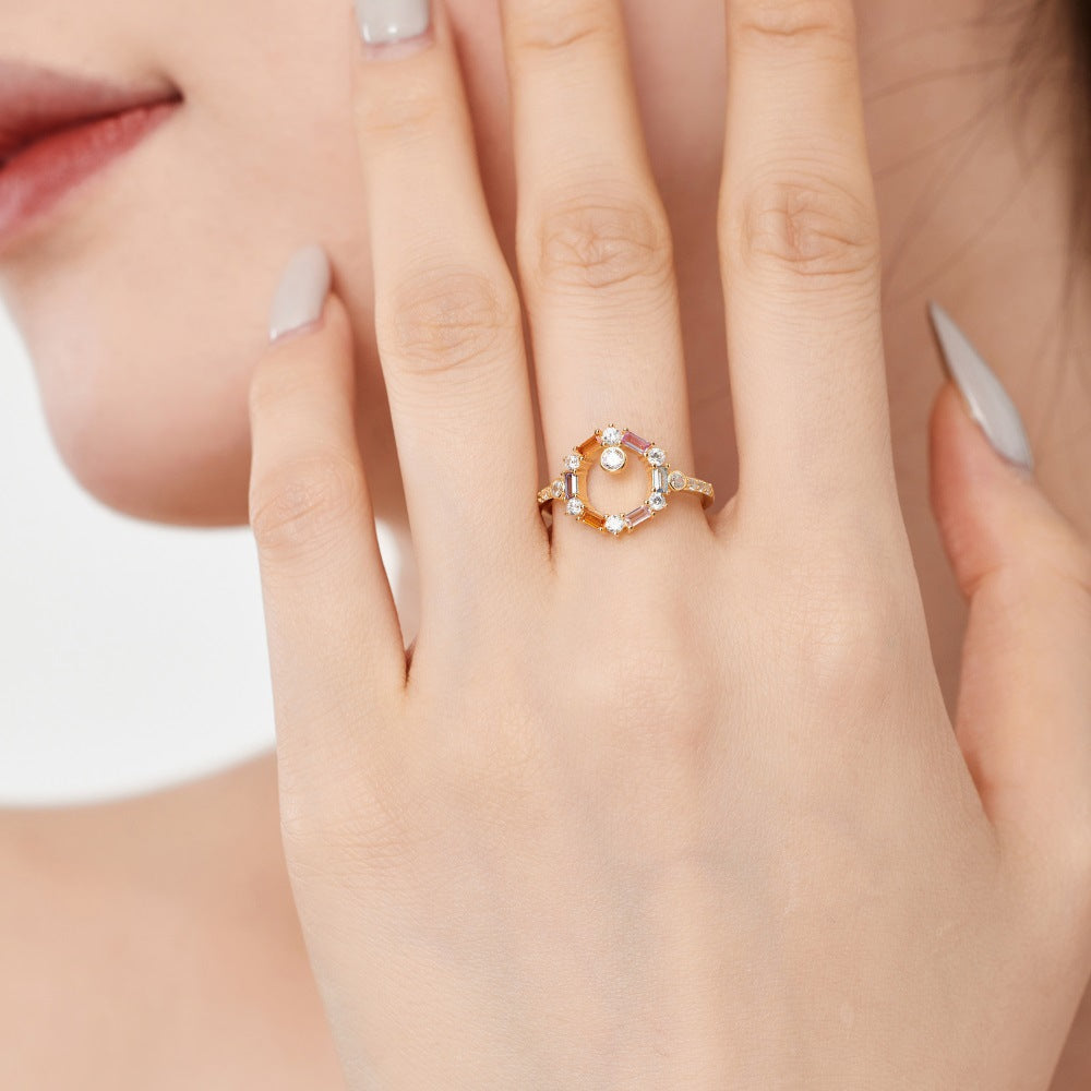 Women's Korean-style Light Luxury S925 Sterling Silver Ring Exquisite Geometric Ring