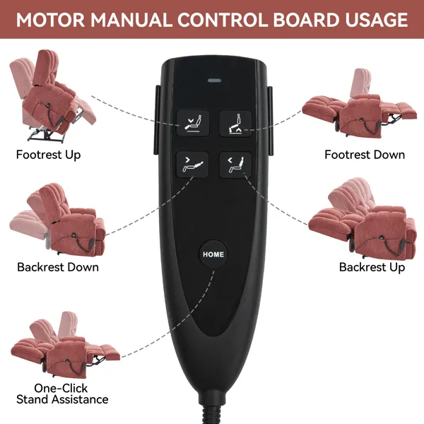 Dual Motor Heat Massage Infinite Position Up To 350 LBS Electric Power Lift Recliners With Power-Remote, Medium-firm And Heavy Duty, Red