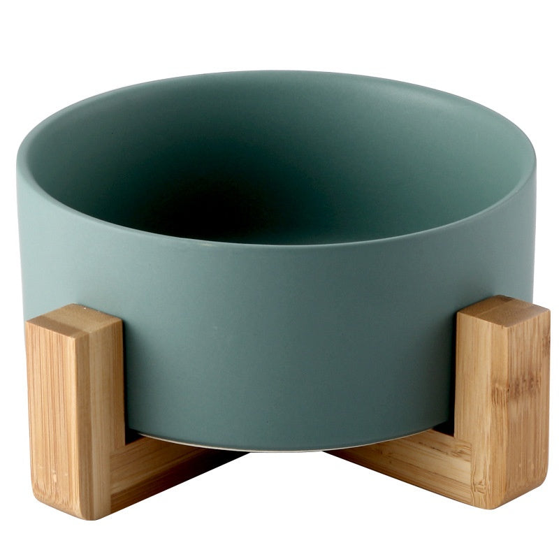 Solid Color Minimalist Home Use Ceramic Cat Food Feed Bowl