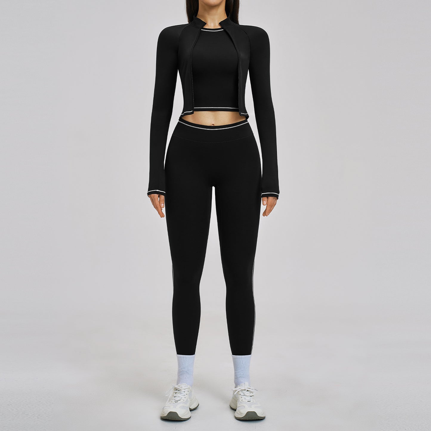 Slimming Shock-absorbing Athletic Outdoor Running And Fitness Three-piece Set