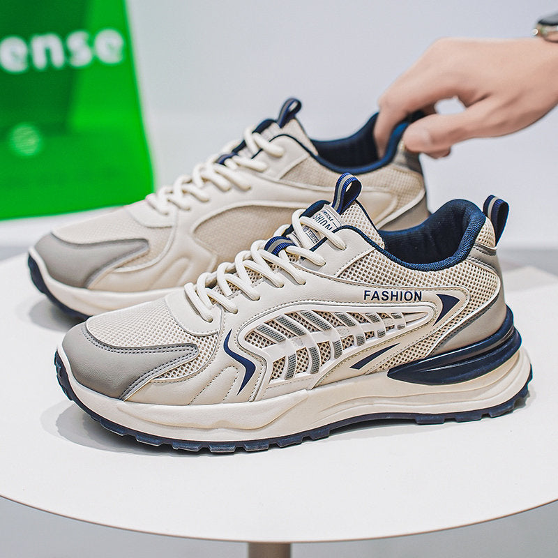 New Men's Breathable Mesh Sports Shoes, Korean Trendy Versatile Thick Sole Casual Dad Sneakers, Fashion Footwear For Men