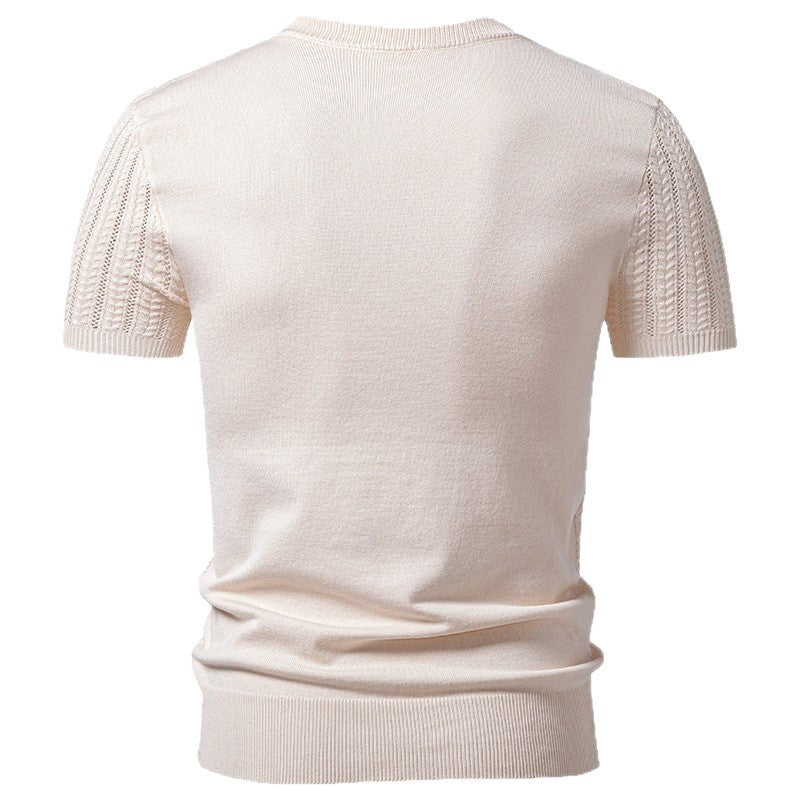 Short-sleeve Knitted Sweater Mens Fashion