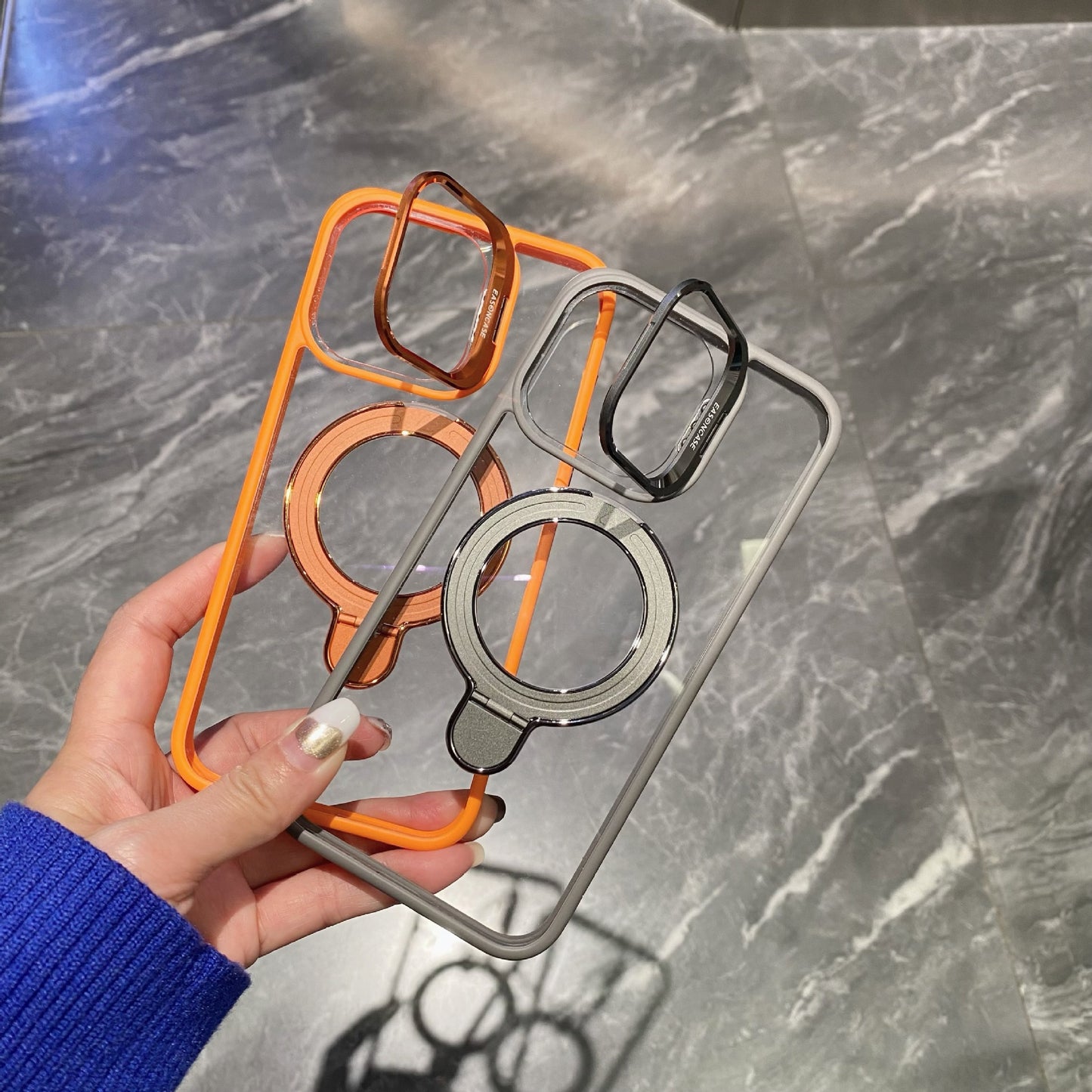 Simple Magnetic Charging Double Bracket Phone Case