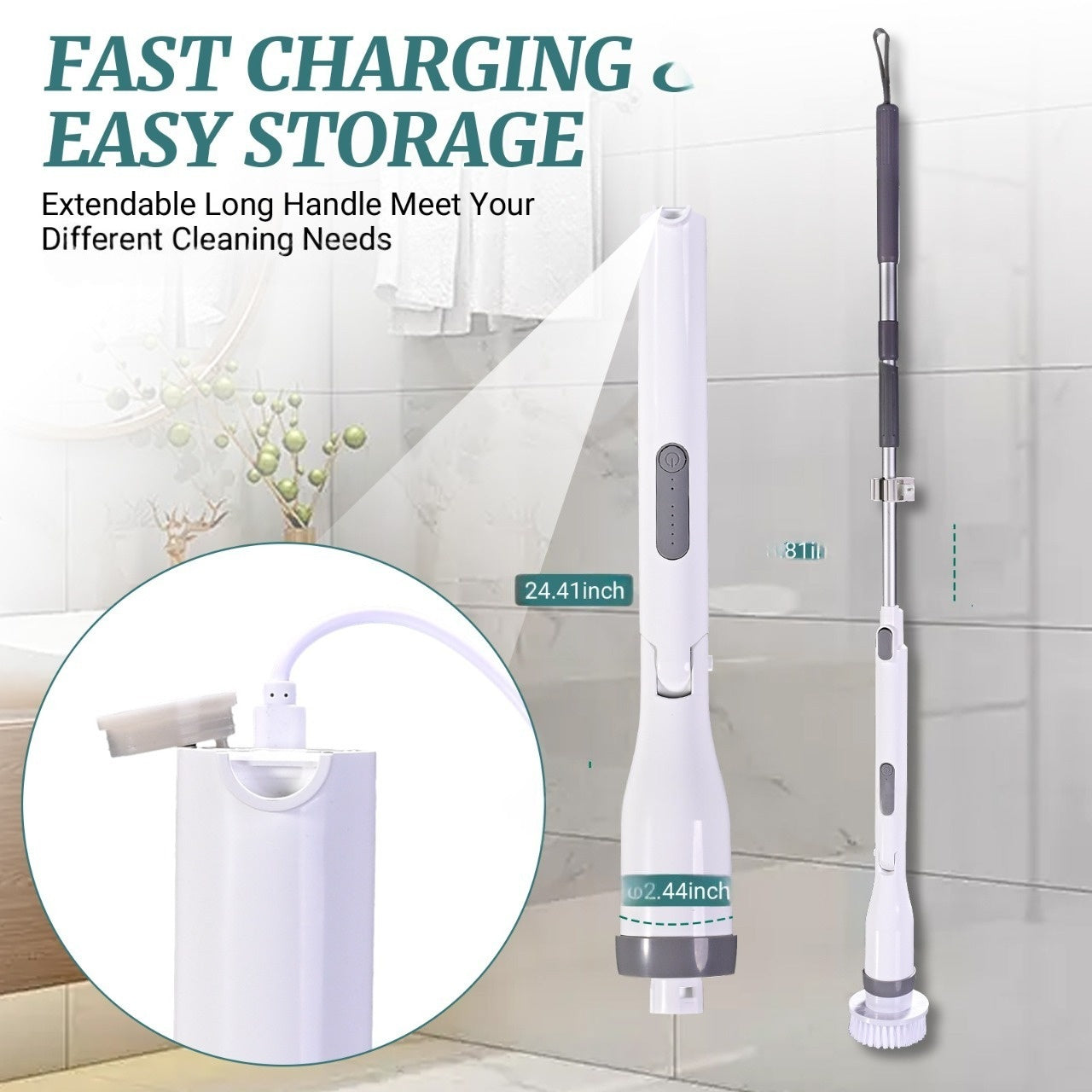 Multi-functional Wireless-Charging Electric Cleaning Brush For Car Kitchen And Bathroom