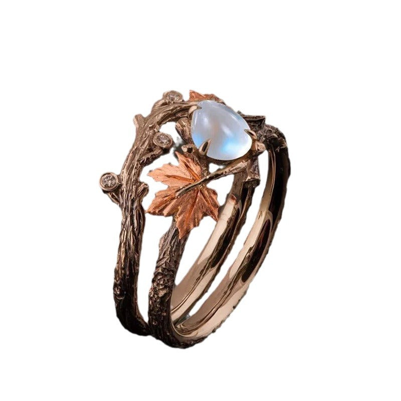 New Retro Golden Maple Leaf Ring, High-end Light Luxury Design, Women Finger Ring, Ideal Gift For Anniversary