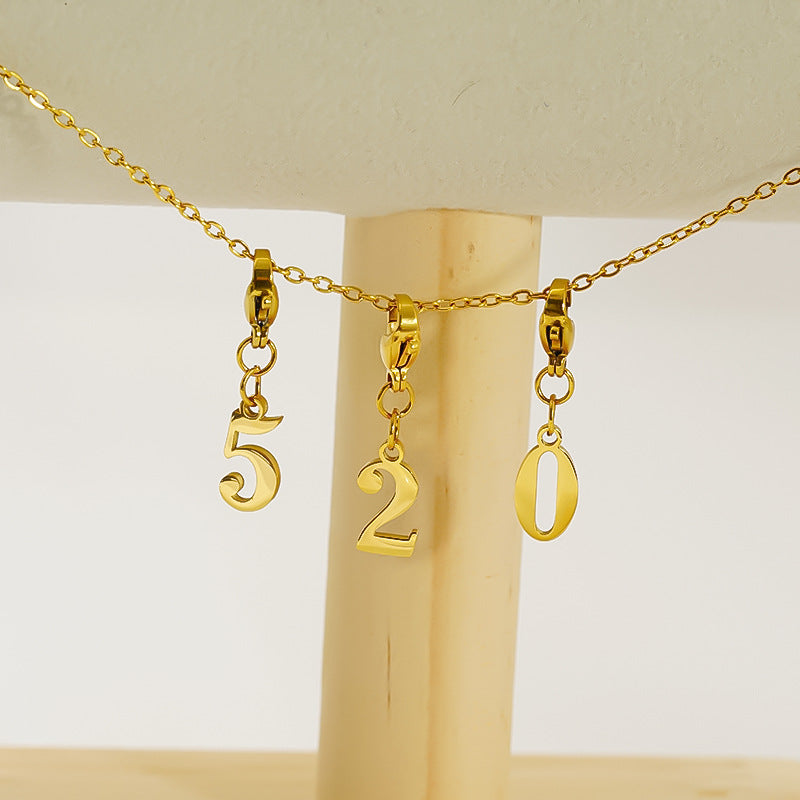 Titanium Steel Bracelet And Necklace Accessories With Birthday Number And Age Design