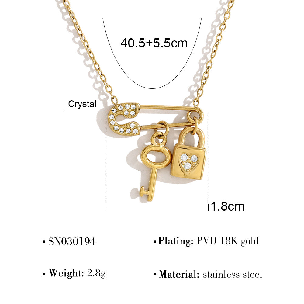 AutumnWinter New Arrival Lifestyle Symbol Lock Key Clavicle Chain Necklace