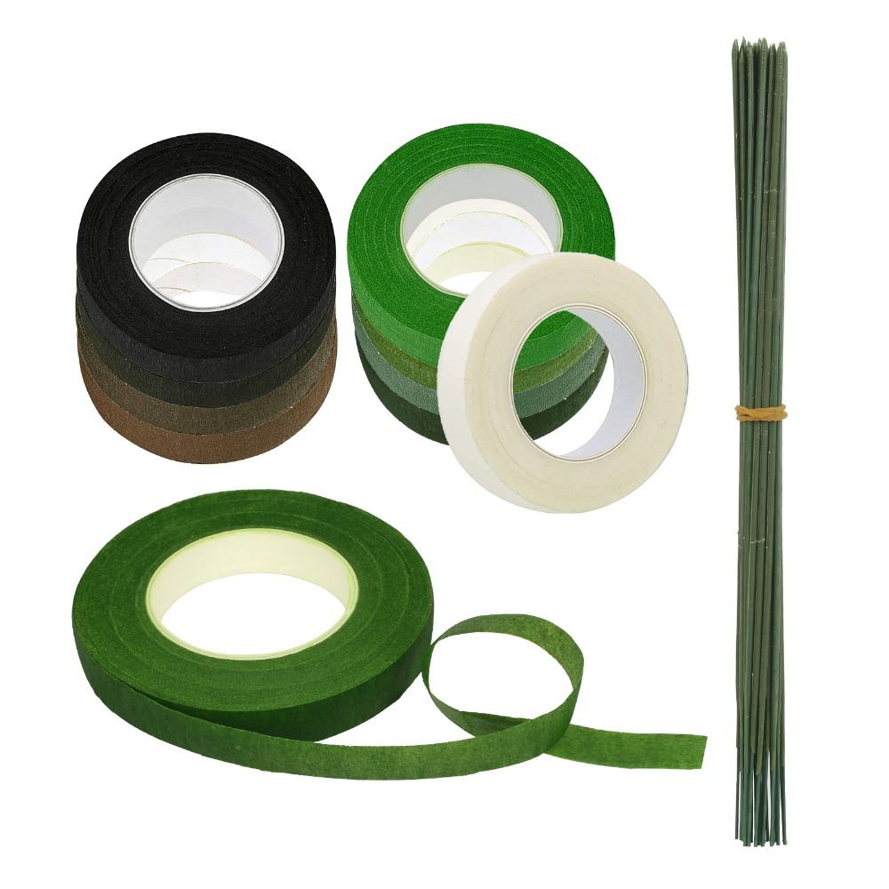 DIY Bouquet Wrapping Set: 39-piece Florist’s Tape And Wire Set, Self-adhesive Florist’s Crepe Paper (9 Sheets),30 Pieces Of 25 Cm Floral Wire,for Wrapping Bouquets And Flowers—Flower Arrangement Set