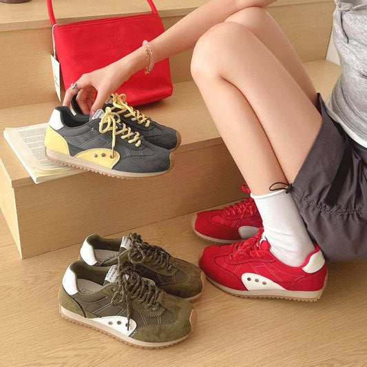 New Summer Women's German Trainer Shoes, Lace-Up Platform Height Increasing Versatile Casual Sneakers