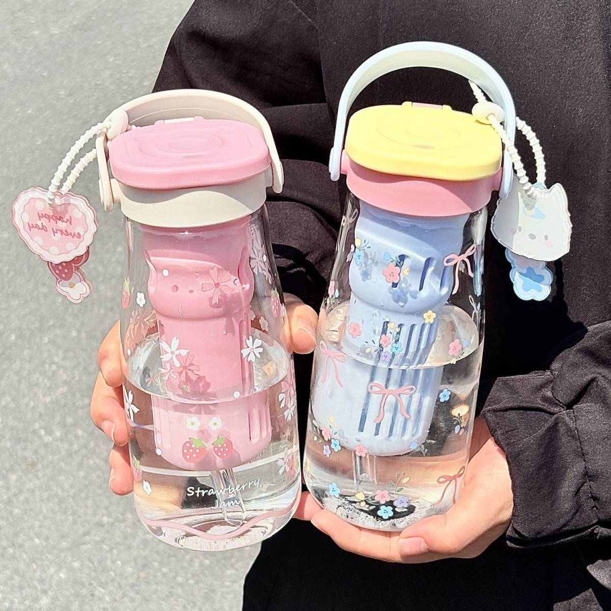Cute Borosilicate Glass Cup With Tea-infuser Separation