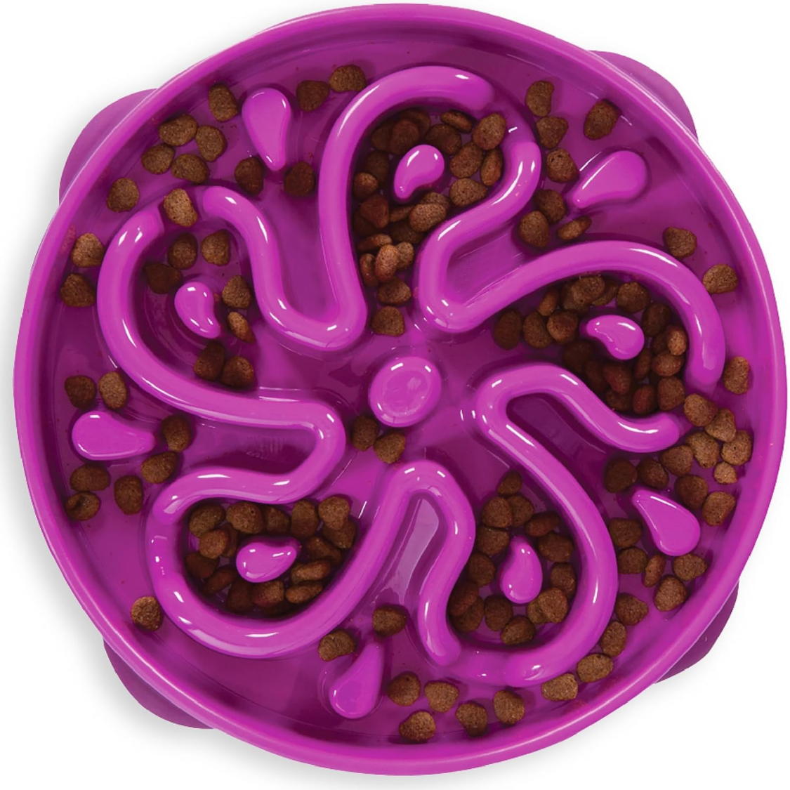 Hound Feeder Slo Bowl  Large 4 Cup Capacity, Slow Feeding, Medium To Large Dogs, Non Slip, Purple, Flower Pattern