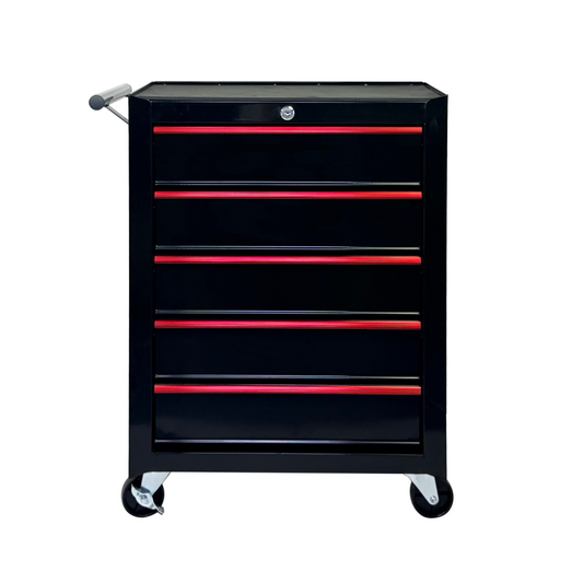 Rolling Metal Tool Chest with 5 Drawers, 20" 5-Drawer Tool Chest Cabinet with Ball Bearing Drawer Slides, Steel Tool Storage Box Organizer -BLACK