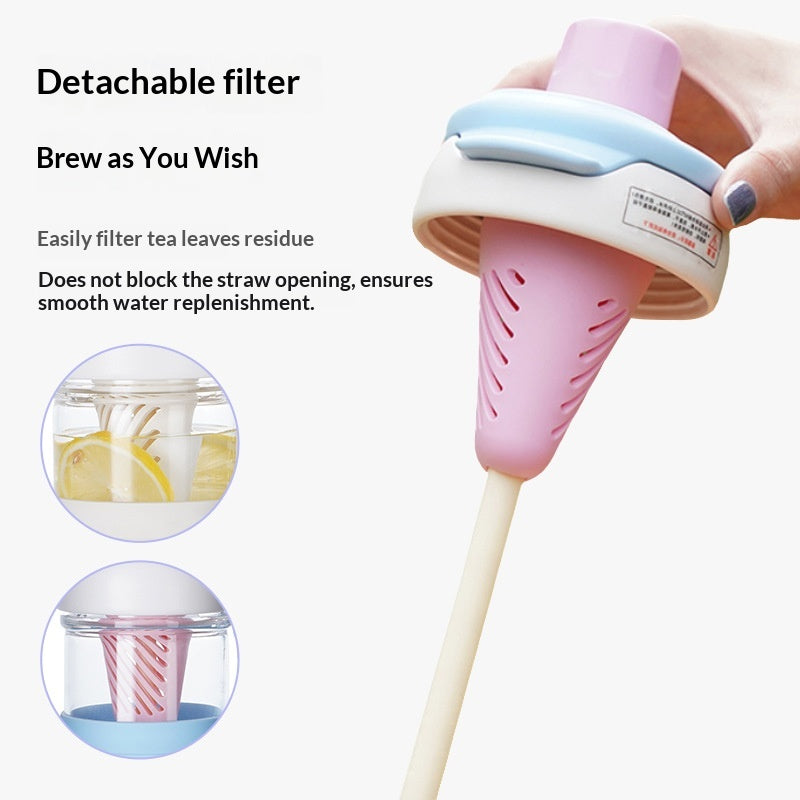 700ml High-Borosilicate Glass Cup With Straw Single-Walled Heat-Resistant Tea-and-Water Separator