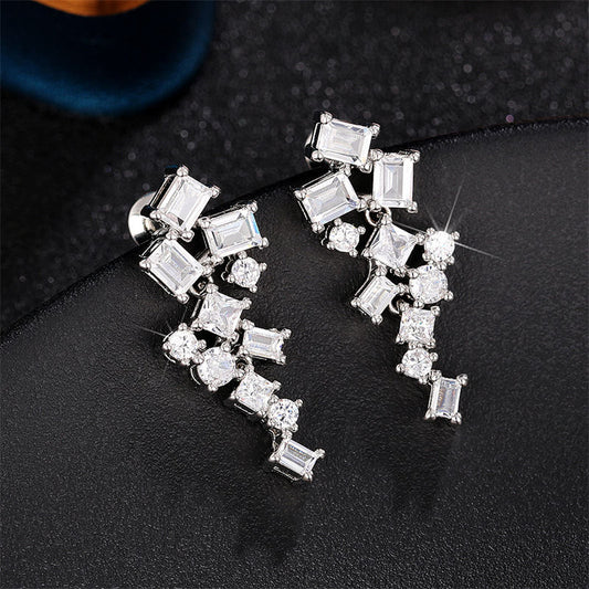 Japanese-Korean Fresh-style Ultra-shimmer Micro-paved Zircon Stud Earrings