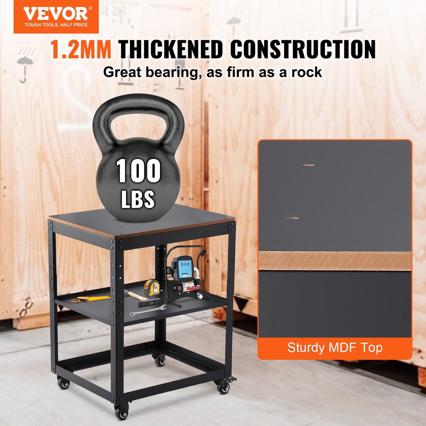 Planer Stand, 100 Lbs / 45 Kg Heavy Loads, Three-Gear Height Adjustable Thickness Planer Table,with 4 Stable Casters & Storage Space, For Most Planers, Saws, Bench-top Machines, Power Tools
