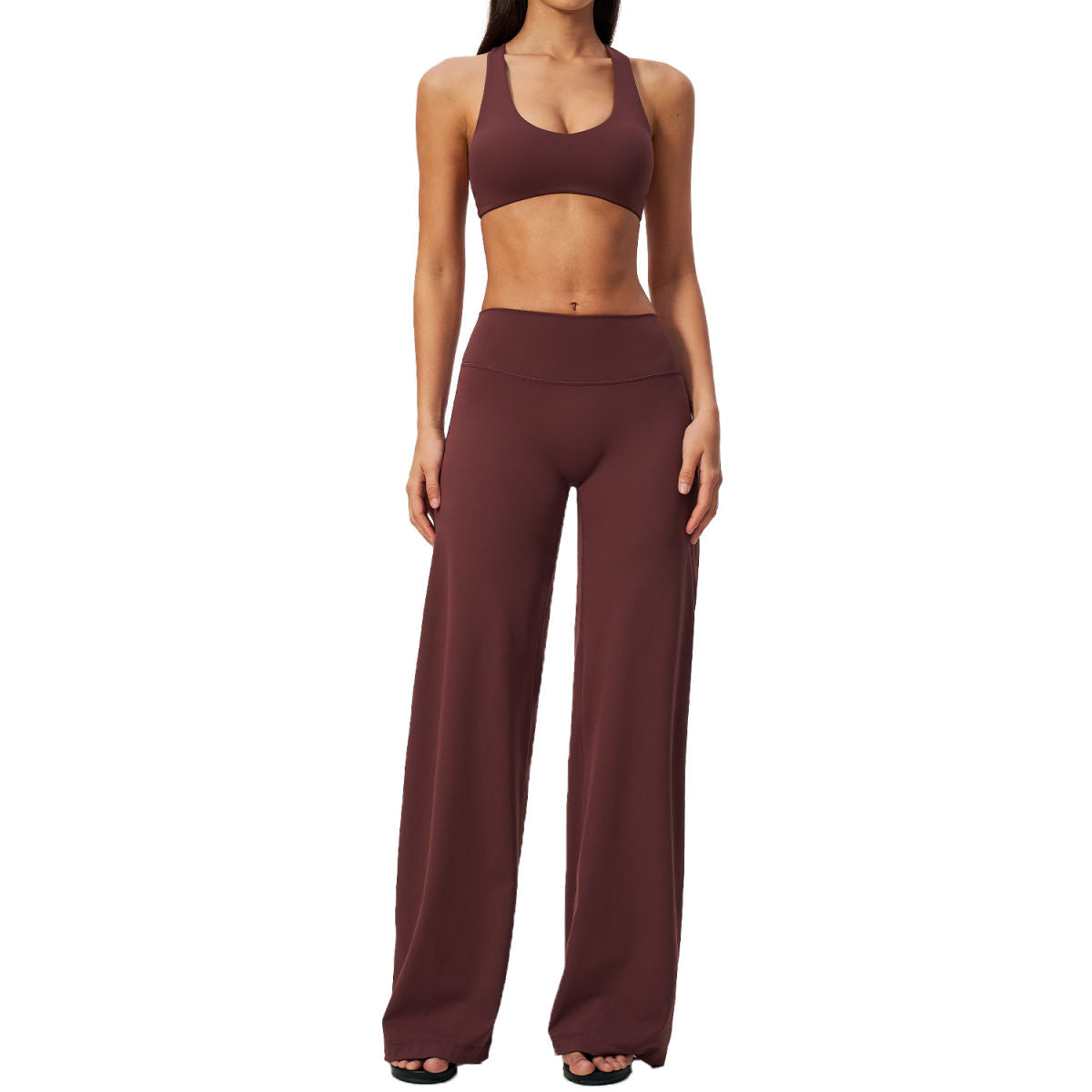 Cross-cut Hollowed-out High-waisted Peach-hint Yoga Outfit For Tummy Control