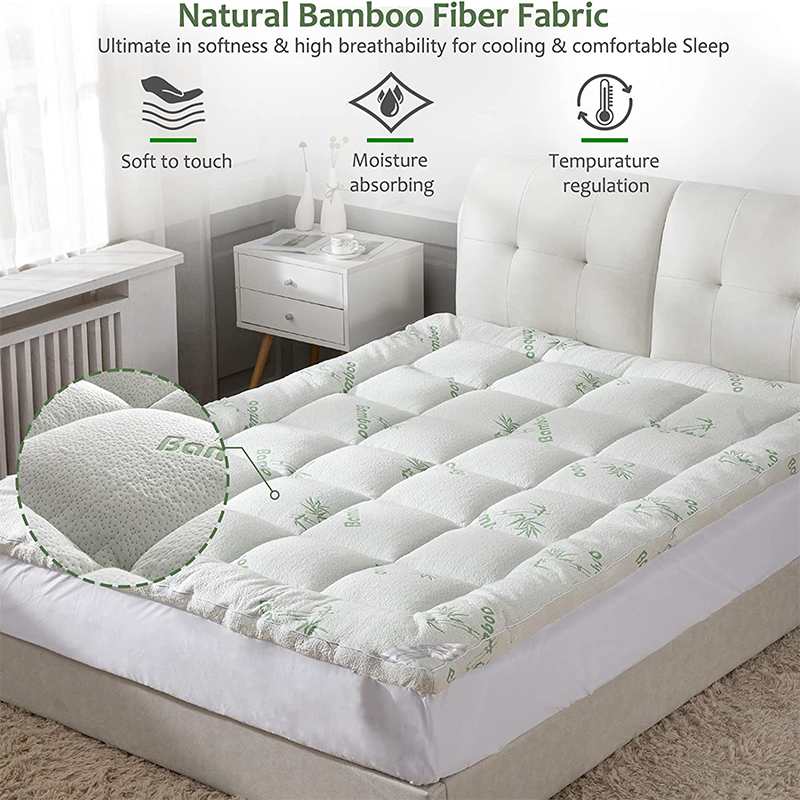 Sleep Solution Ultra Soft Queen Size Mattress Topper - Rayon Derived From Bamboo Pillow Top Mattress Pad For Back Pain Relief - Naturally Cooling For Hot Sleepers, Green