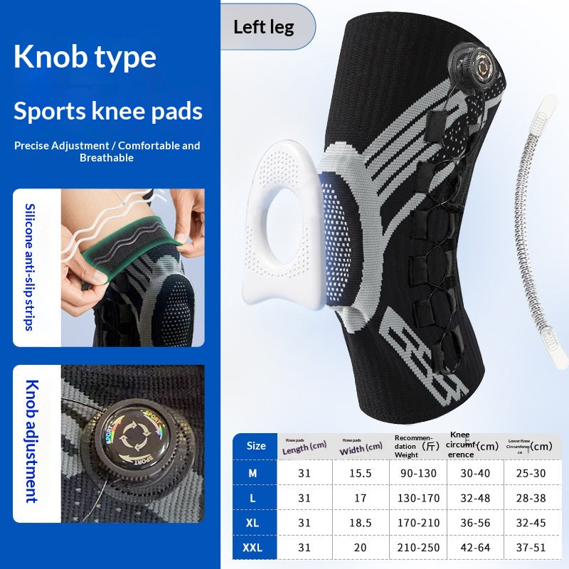 Upgraded Knob-Style Sports Knee Brace Outdoor Running Shock-Absorbing Adjustable Silicone Knee Protector