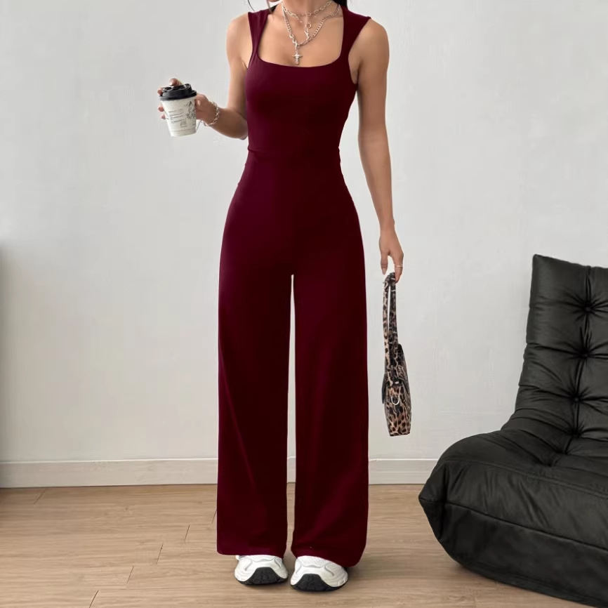 Womens Minimalist Everyday Outfit Stretchy Strap Jumpsuit For Sports And Yoga