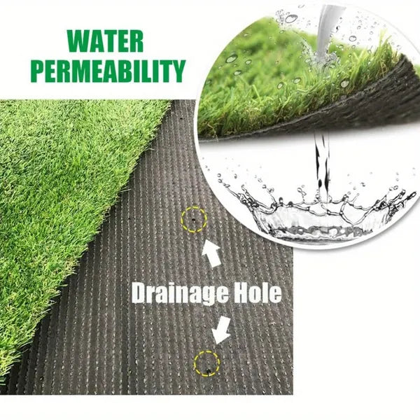 5ft X 10ft Artificial Grass Turf With Drainage Holes, 0.6' Thick Low Pile Fake Lawn Mat With Rubber Backing - Budget-Friendly Indoor Outdoor Pet Grass For Patio, Balcony, Yard, And Garden Decor
