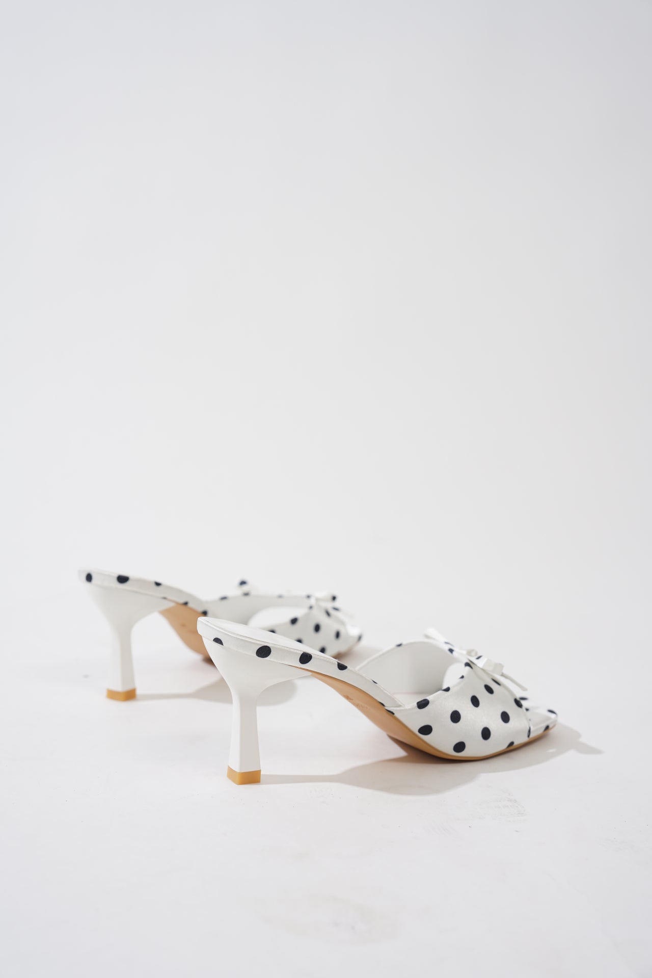 Women's French White Bow Polka Dot High Heel Slides, 2026 New Summer Stunning Open Toe Outdoor Slippers
