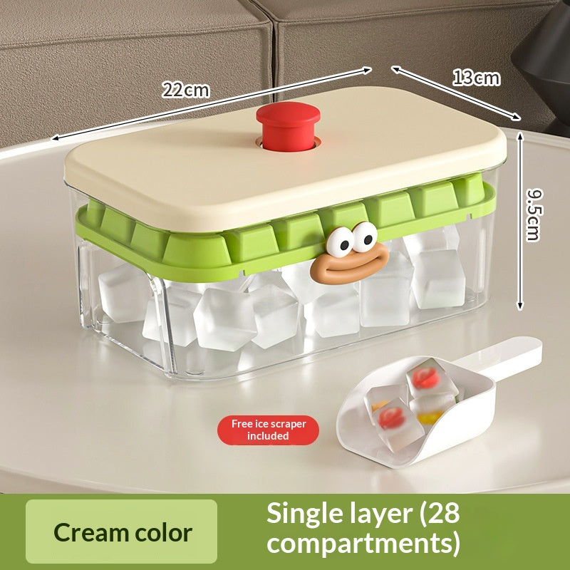Household Food-Grade Double-Layer Press-Style Large-Capacity Ice Cube Tray With Lid