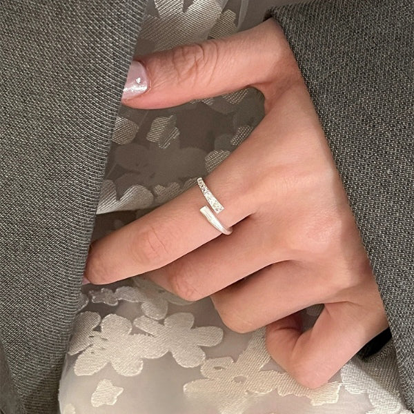 1pc 999 Sterling Silver Twisted Paved Zircon Open Ring, Minimalist & Luxe Style, Perfect For Daily, Dating & Gifting, Ideal Valentine's Gift