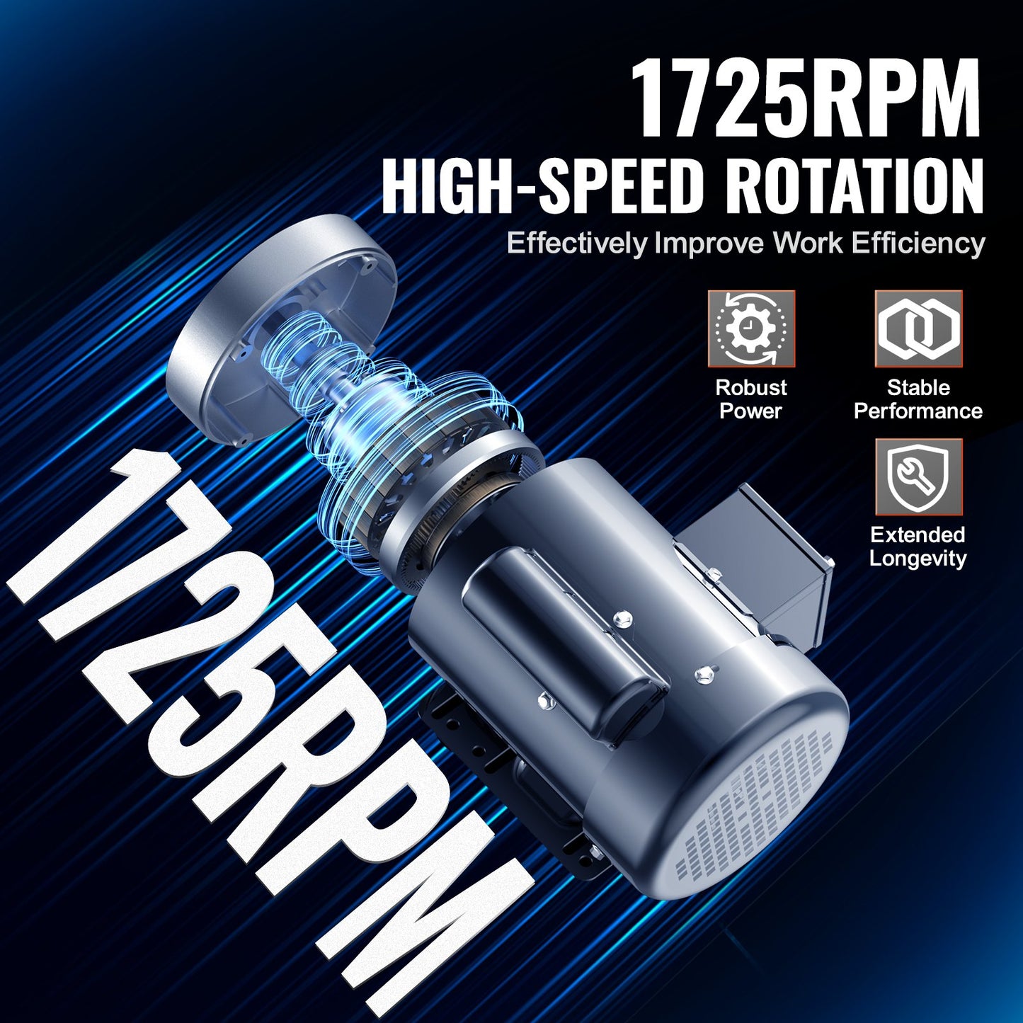 1HP Electric Motor 1725 Rpm, AC 115V/230V, 56C Frame, Air Compressor Motor Single Phase, 5/8' Keyed Shaft, CW/CCW Rotation For Agricultural Machinery And General Equipment