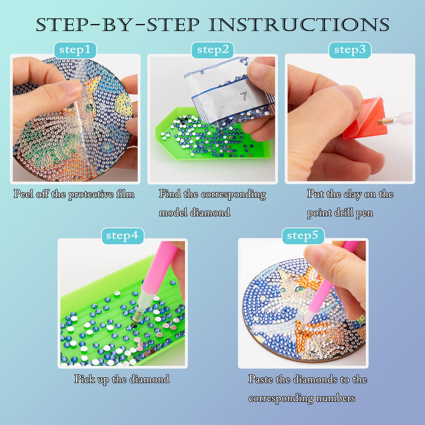 Diamond Art Drawing Coaster With Bracket, DIY Beautiful Pattern Diamond Art Coaster, Suitable For Adults And Beginners Diamond Drawing Kit, Diamond Kit Craft Supplies, Exquisite Gifts For Friends