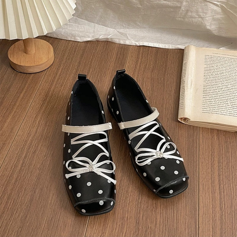 2026 Spring New Women's French Bow Low-Cut Platform Mary Janes, Hidden Lift Soft Sole Flats For Matching Dresses