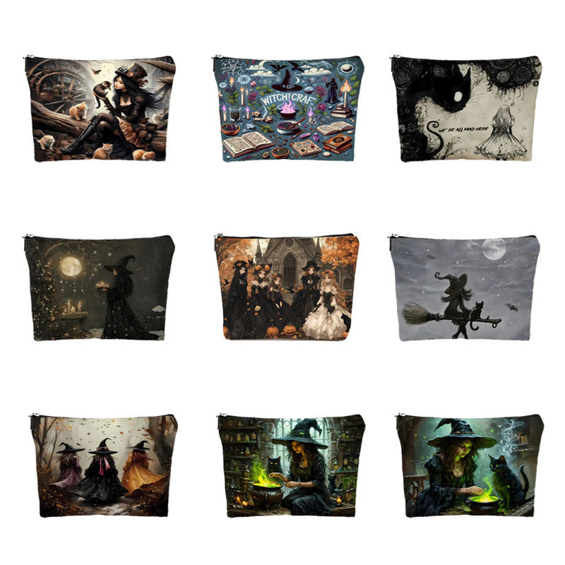 Halloween Witch Gift Canvas Makeup Bag