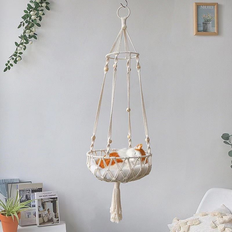 New Pet Bed With Striped Rabbit-Fur Plush Mat