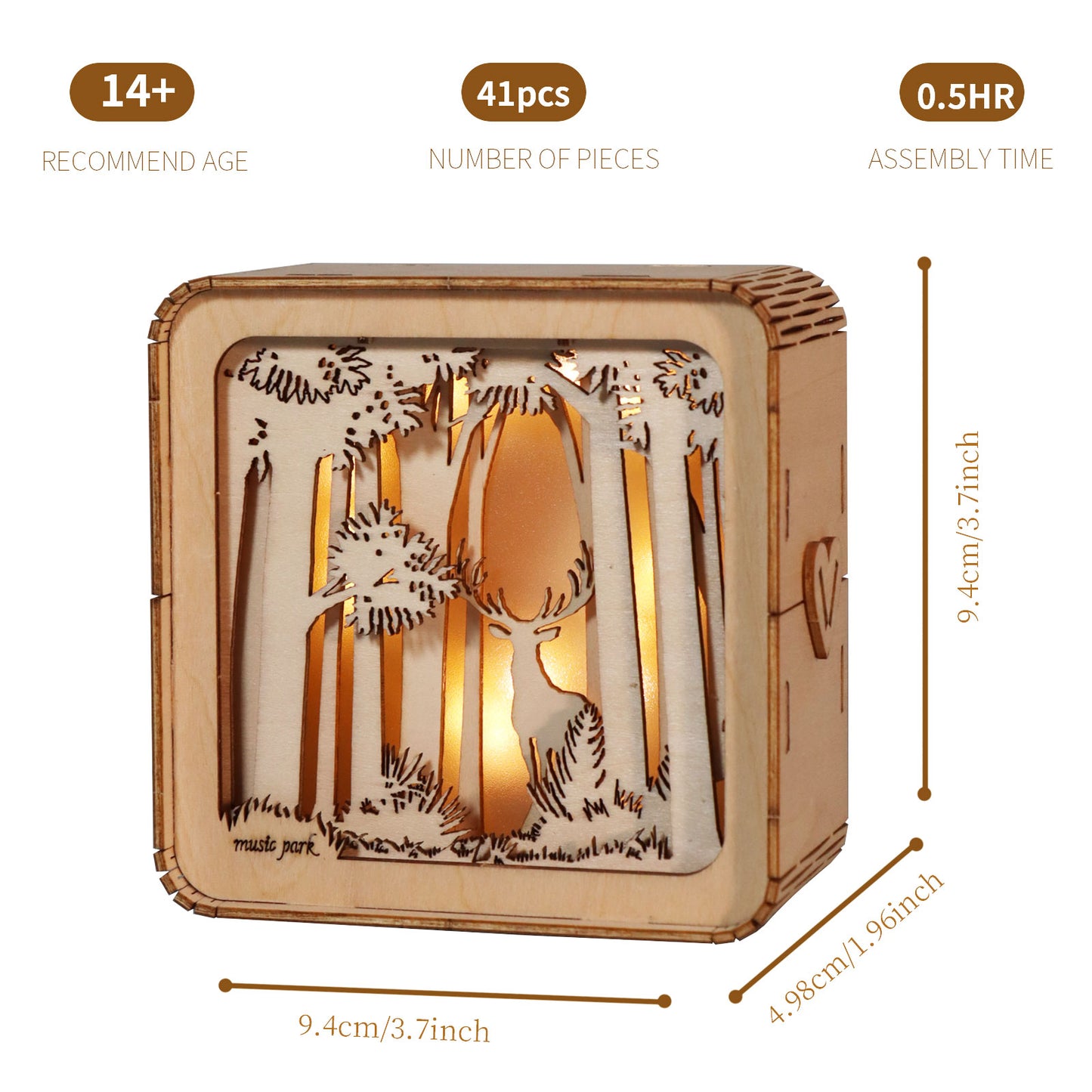 Sales Are Prohibited On The TEMU And SHEIN -MUSIC PARK 3D Wooden Puzzles Elven Deer Model Kit Night Lights Desk Decorations Birthday Christmas Gifts For Women Age14