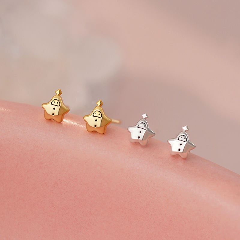 S999 Sterling Silver New-Style Star Stud Earrings