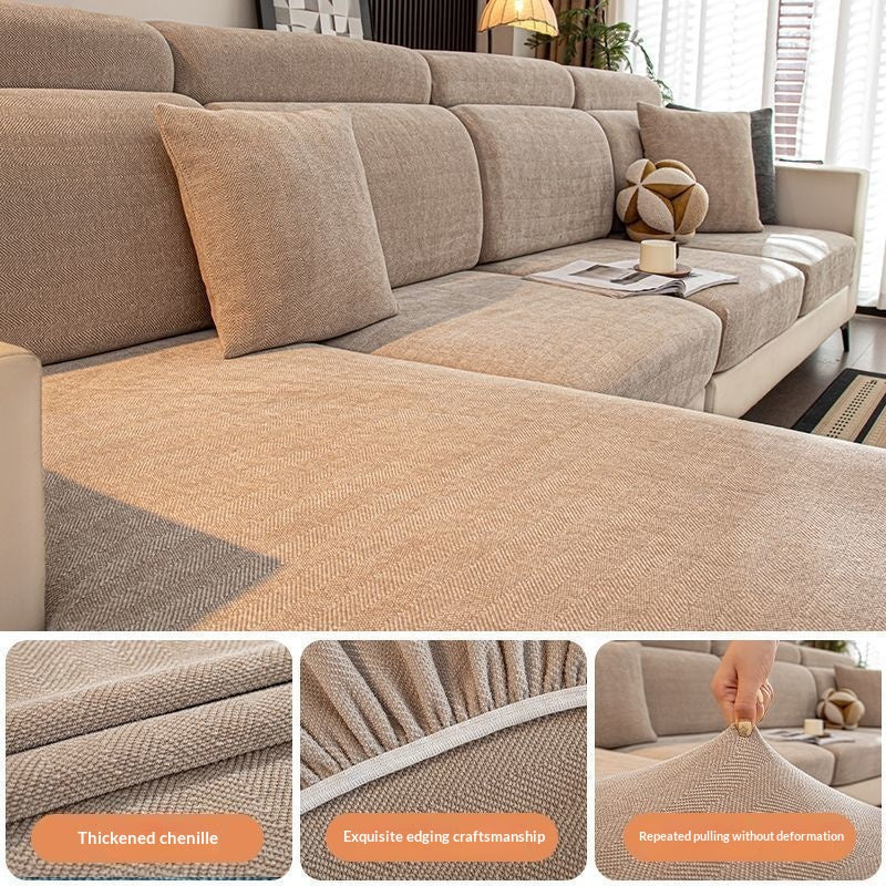 Simple, Thickened Chenille Herringbone Sofa Cover That Doesnt Attract Hair