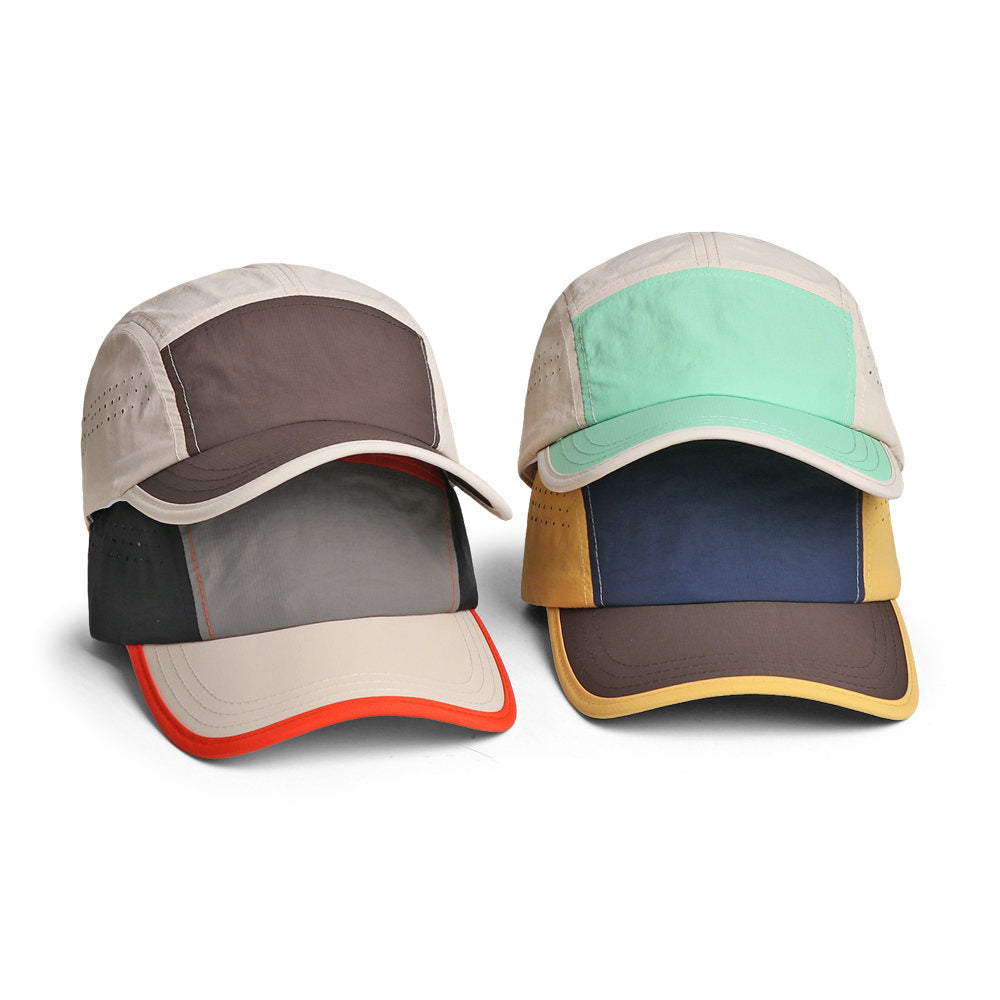Color-matched Patchwork Quick-drying Sports Five-strap Hat, Lightweight Outdoor Camping Climbing Hat, Casual And Fashionable Soft-top Sun Protection Baseball Cap