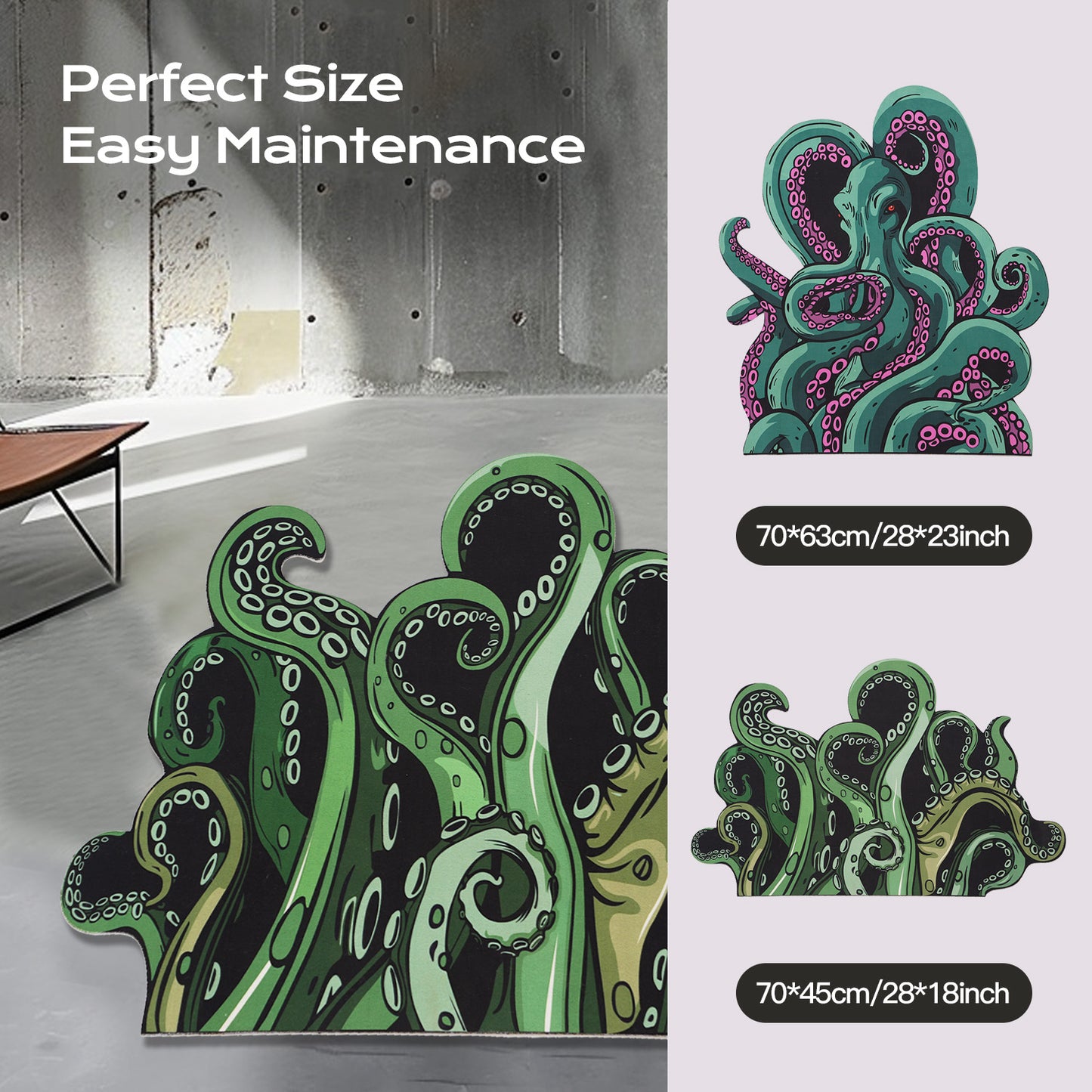 Green And Purple Cthulhu Rugs Water Absorbent Bath Mat Octopus Anime Rug Graphic Gothic Bathroom Rugs Fantasy Decorate, Non Slip Backing, Unique Gift & Decor For Gamers, 27x18 In