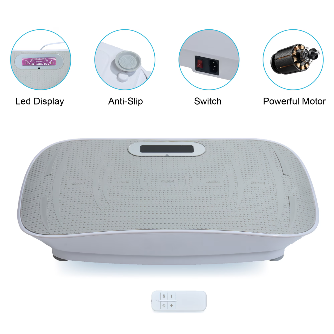 Full Body Vibration Platform Crazy Fitness Massage 10-Frequency Weight Loss & Fat Burner Shaking Machine For Unisex Grey 034